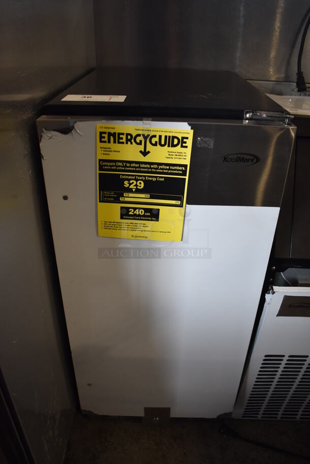 BRAND NEW SCRATCH AND DENT! KoolMore KM-BIR3C-SS Stainless Steel Commercial Single Door Cooler. 115 Volts, 1 Phase. 15x23x34. Tested and Working! - Image 1 of 6