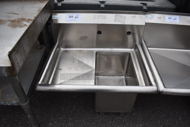 BRAND NEW SCRATCH AND DENT! KoolMore SA101410-12L3 Stainless Steel Commercial Single Bay Sink w/ Left Side Drain Board. No Legs. 25x21x24. Bays 10x14x10. Drain Board 10x16x1