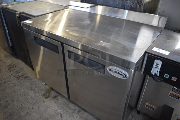 BRAND NEW SCRATCH AND DENT! KoolMore FWT-2D-12C Stainless Steel Commercial 2 Door Work Top Freezer on Commercial Casters. 115 Volts, 1 Phase. 48x30x40. Tested and Working! - Image 2 of 5