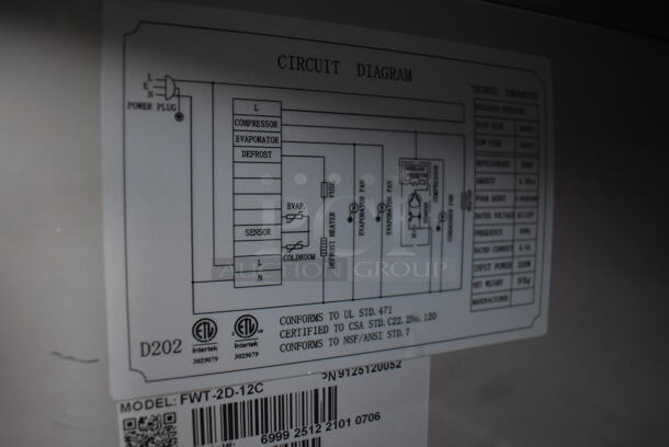 BRAND NEW SCRATCH AND DENT! KoolMore FWT-2D-12C Stainless Steel Commercial 2 Door Work Top Freezer on Commercial Casters. 115 Volts, 1 Phase. 48x30x40. Tested and Working! - Image 5 of 5