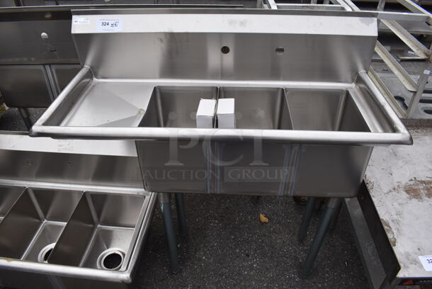 BRAND NEW SCRATCH AND DENT! KoolMore SC101410-12L3 Stainless Steel Commercial 3 Bay Sink w/ Left Side Drain Board. 45x21x45. Bays 10x14x10. Drain Board 10x16x1