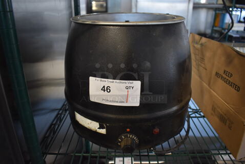 Stainless Steel Commercial Countertop Electric Powered Soup Kettle Food Warmer. 120 Volts, 1 Phase. 13x13x12.5. Tested and Does Not Power On