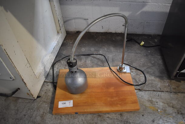CresCor IFW60GL10PN Metal Warming Lamp Attached to Butcher Block Cutting Board. 24x16x53