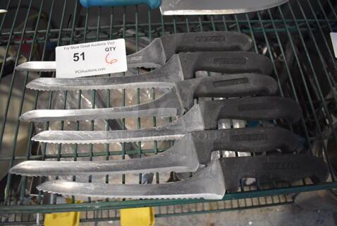 6 SHARPENED Stainless Steel Serrated Knives. Includes 14". 6 Times Your Bid!