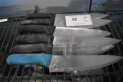 6 SHARPENED Stainless Steel Chef Knives. Includes 14". 6 Times Your Bid!