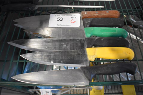 6 SHARPENED Stainless Steel Chef Knives. Includes 14". 6 Times Your Bid!