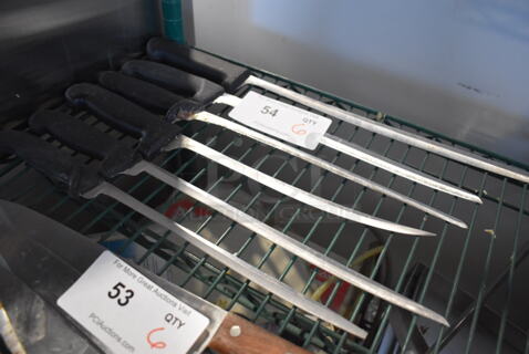 6 SHARPENED Stainless Steel 
Filet Knives. Includes 15". 6 Times Your Bid!