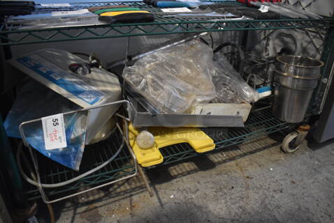ALL ONE MONEY! Tier Lot of Various Items Including Stainless Steel Cylindrical Bins and Metal Pieces