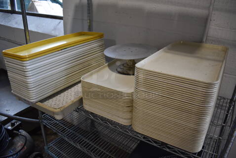 ALL ONE MONEY! Tier Lot of Various Items Including Poly Trays and Metal Cake Stand