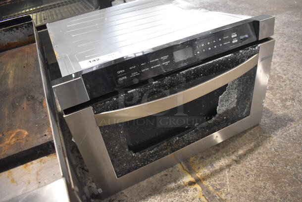 BRAND NEW SCRATCH AND DENT! Stainless Steel Drawer Style Microwave Oven. See Pictures For Glass Damage. 115 Volts, 1 Phase. 24x25x16 - Image 2 of 7