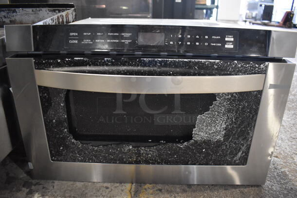 BRAND NEW SCRATCH AND DENT! Stainless Steel Drawer Style Microwave Oven. See Pictures For Glass Damage. 115 Volts, 1 Phase. 24x25x16 - Image 3 of 7