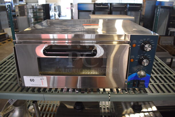BRAND NEW SCRATCH AND DENT! 2022 Hoocoo CMO-1 Stainless Steel Commercial Countertop Electric Powered Pizza Oven w/ Thermostatic Controls. 120 Volts, 1 Phase. 23x20x12