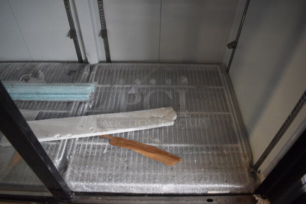 BRAND NEW SCRATCH AND DENT! KoolMore MDR-2D-GSLD Metal Commercial 2 Door Reach In Cooler Merchandiser w/ Poly Coated Racks on Commercial Casters. 115 Volts, 1 Phase. 54x30x83. Tested and Working! - Image 2 of 9