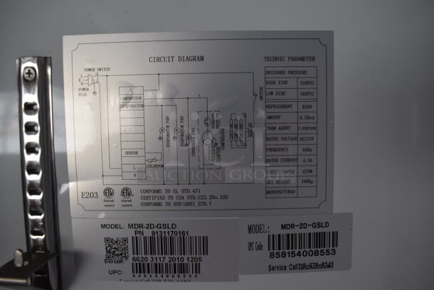 BRAND NEW SCRATCH AND DENT! KoolMore MDR-2D-GSLD Metal Commercial 2 Door Reach In Cooler Merchandiser w/ Poly Coated Racks on Commercial Casters. 115 Volts, 1 Phase. 54x30x83. Tested and Working! - Image 4 of 9