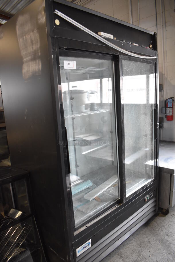 BRAND NEW SCRATCH AND DENT! KoolMore MDR-2D-GSLD Metal Commercial 2 Door Reach In Cooler Merchandiser w/ Poly Coated Racks on Commercial Casters. 115 Volts, 1 Phase. 54x30x83. Tested and Working! - Image 7 of 9