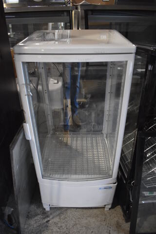 BRAND NEW SCRATCH AND DENT! KoolMore Metal Countertop Display Case Merchandiser w/ Metal Oven Racks. Missing 2 Glass Panes. 17x16x39. Tested and Powers On But Does Not Get Cold