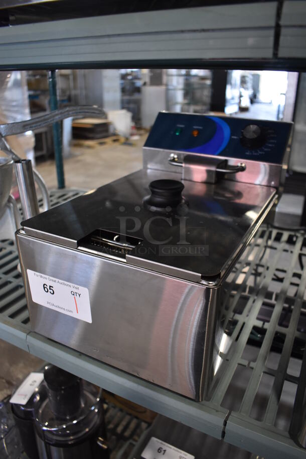 BRAND NEW SCRATCH AND DENT! 2022 Hoocoo FRY-10L Stainless Steel Commercial Countertop Electric Powered Fryer w/ Fry Basket and Lid. 120 Volts, 1 Phase. 11x17x12 - Image 3 of 8