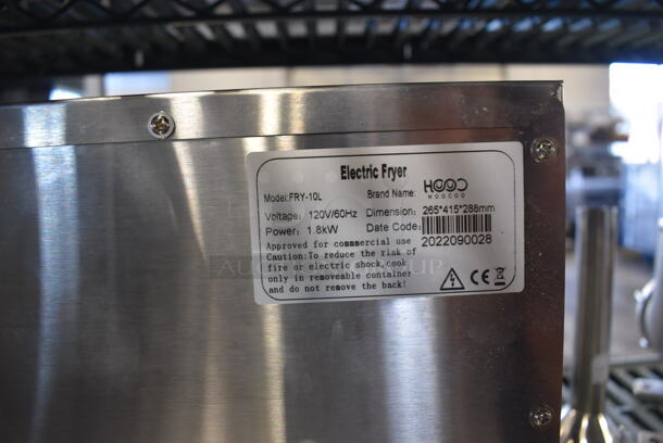 BRAND NEW SCRATCH AND DENT! 2022 Hoocoo FRY-10L Stainless Steel Commercial Countertop Electric Powered Fryer w/ Fry Basket and Lid. 120 Volts, 1 Phase. 11x17x12 - Image 7 of 8