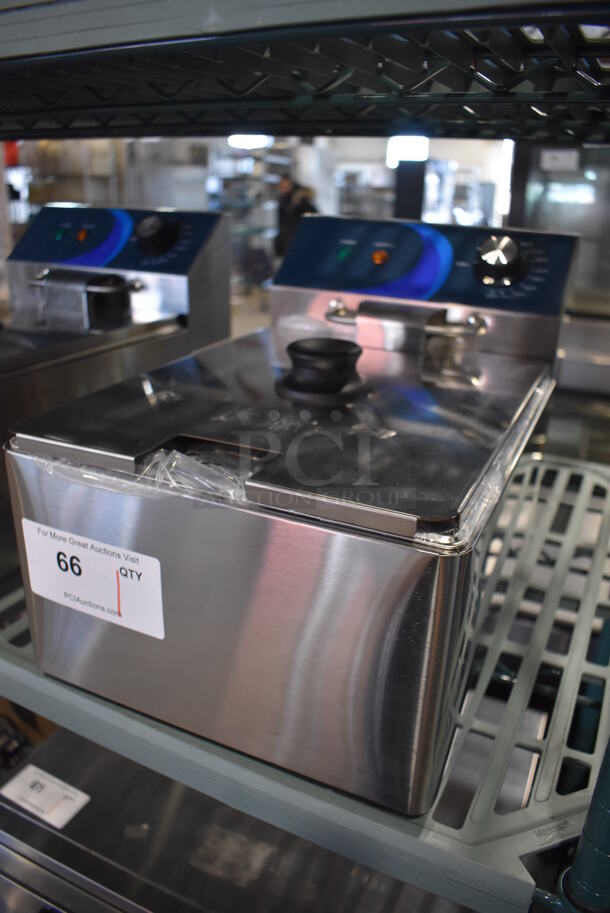 BRAND NEW SCRATCH AND DENT! 2022 Hoocoo FRY-10L Stainless Steel Commercial Countertop Electric Powered Fryer w/ Fry Basket and Lid. 120 Volts, 1 Phase. 11x17x12 - Image 7 of 9