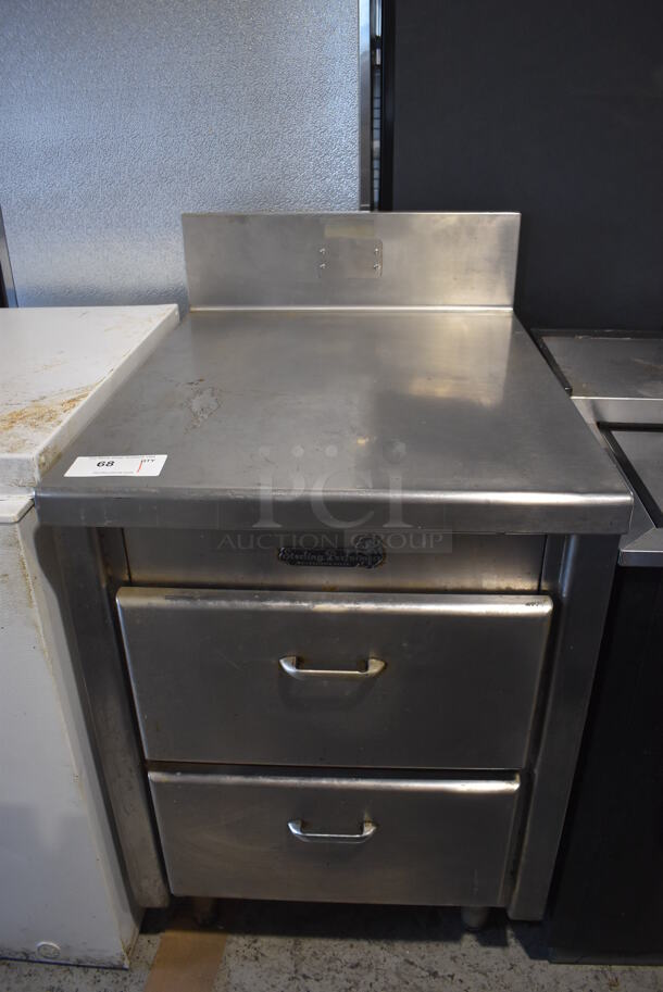 Sterling Stainless Steel Counter w/ Back Splash and 2 Drawers. 24x31x42