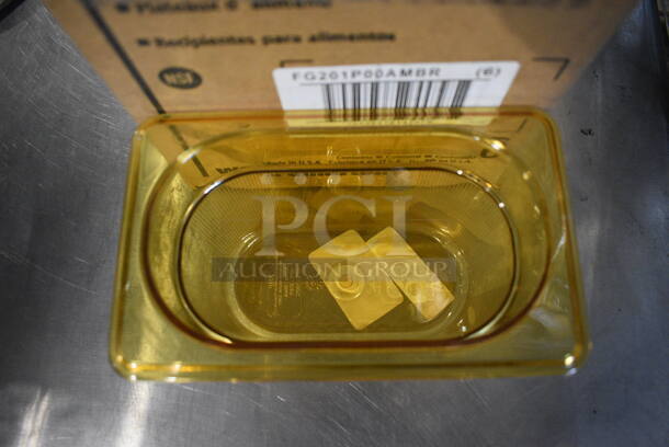 6 BRAND NEW IN BOX! Rubbermaid FG201P00AMBR Amber Poly 1/9 Size Drop In Bins. 1/9x4. 6 Times Your Bid! - Image 4 of 5