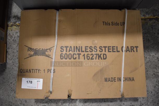 BRAND NEW IN BOX! Regency 600CT1627KD 16" x 27" Three Shelf 20 Gauge 430 Stainless Steel Utility Cart - Image 2 of 4