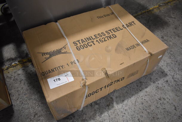BRAND NEW IN BOX! Regency 600CT1627KD 16" x 27" Three Shelf 20 Gauge 430 Stainless Steel Utility Cart - Image 3 of 4
