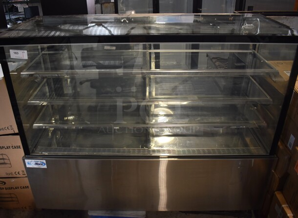 BRAND NEW SCRATCH AND DENT! KoolMore Stainless Steel Commercial Floor Style Display Case Merchandiser. 70x29x61. Cannot Test Due To Cut Power Cord