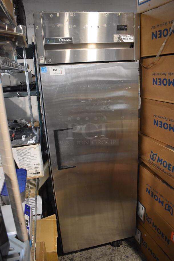 2020 True TG1R-1S-HC ENERGY STAR Stainless Steel Commercial Single Door Reach In Cooler w/ Poly Coated Racks on Commercial Casters. 115 Volts, 1 Phase. 29x35x83. Tested and Working! - Image 2 of 6