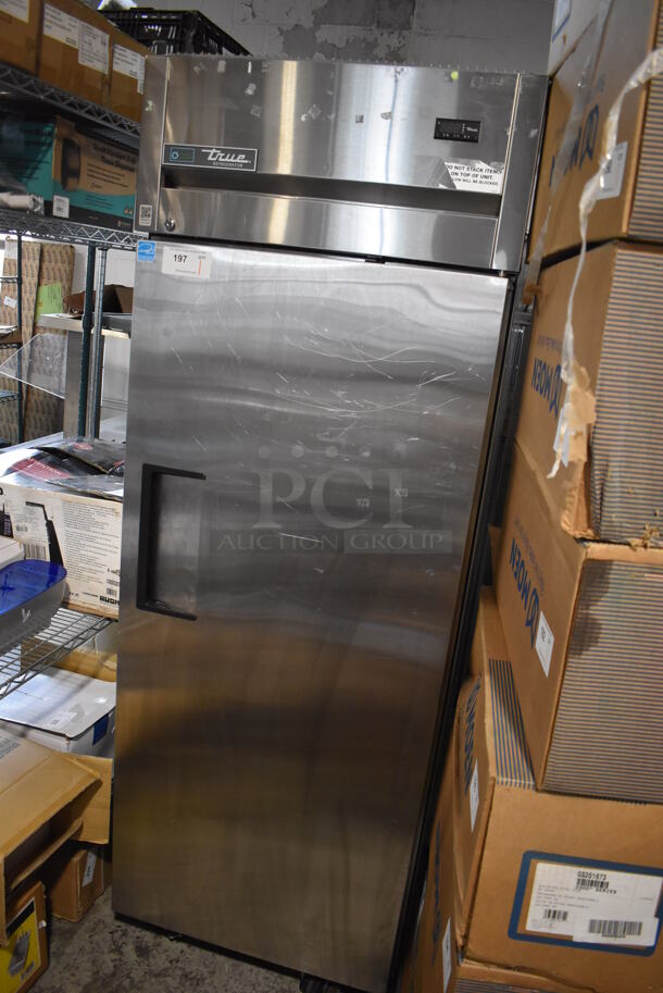 2020 True TG1R-1S-HC ENERGY STAR Stainless Steel Commercial Single Door Reach In Cooler w/ Poly Coated Racks on Commercial Casters. 115 Volts, 1 Phase. 29x35x83. Tested and Working! - Image 3 of 6