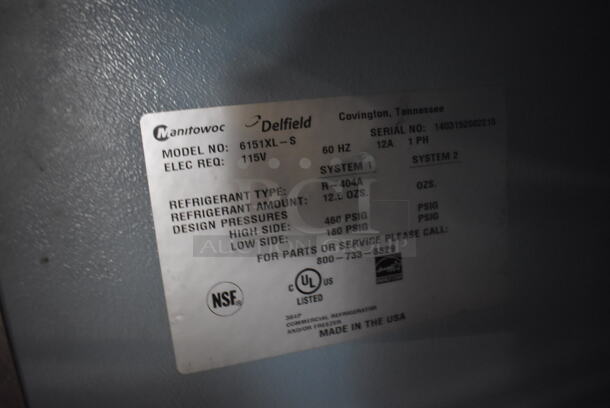 2014 Delfield 6151XL-S Stainless Steel Commercial 2 Door Reach In Cooler w/ Metal Racks on Commercial Casters. 115 volts, 1 Phase. 51x34x80. Tested and Does Not Power On - Image 3 of 6