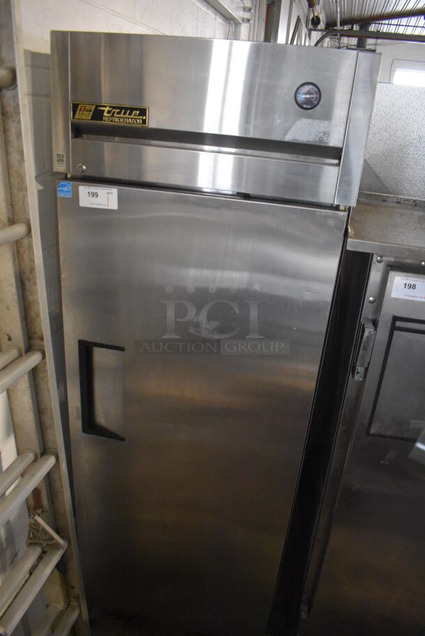 2013 True TG1R-1S ENERGY STAR Stainless Steel Commercial Single Door Reach In Cooler w/ Poly Coated Racks on Commercial Casters. 115 Volts, 1 Phase. 29x35x83. Tested and Working! - Image 1 of 5