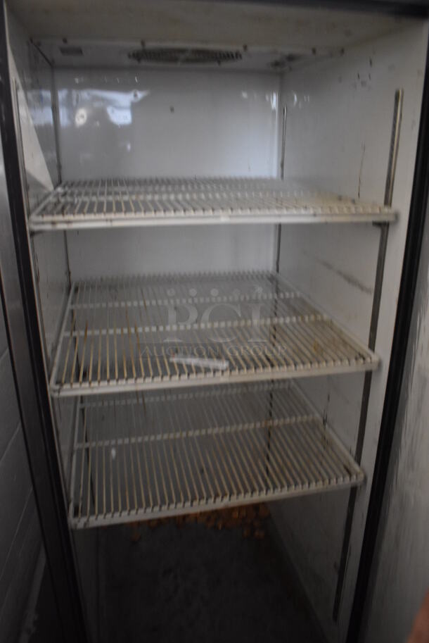 2013 True TG1R-1S ENERGY STAR Stainless Steel Commercial Single Door Reach In Cooler w/ Poly Coated Racks on Commercial Casters. 115 Volts, 1 Phase. 29x35x83. Tested and Working! - Image 4 of 5