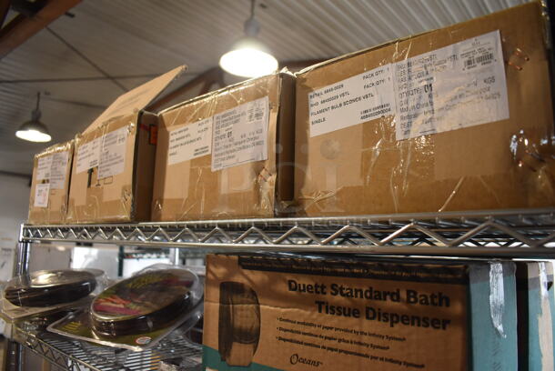 ALL ONE MONEY! 2 Tier Lot of Various Items Including Hose End Drip Kits, Toilet Paper Dispensers and Light Fixtures - Image 6 of 6