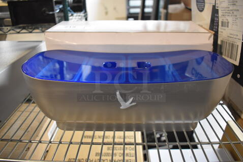 BRAND NEW IN BOX! Gray Goose Gray and Blue Poly Bar Topping Rail w/ Drop In Bins. 15x6.5x5.5