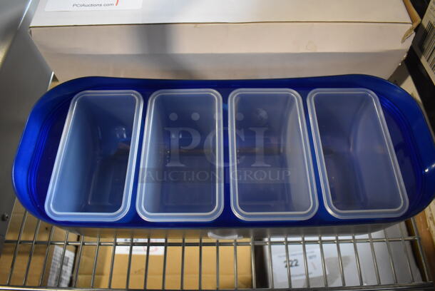 BRAND NEW IN BOX! Gray Goose Gray and Blue Poly Bar Topping Rail w/ Drop In Bins. 15x6.5x5.5 - Image 3 of 3