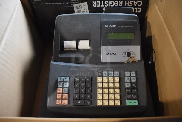 IN ORIGINAL BOX! Sharp XE-A42S Metal Countertop Electronic Cash Register. 18x17x12