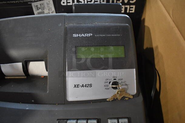 IN ORIGINAL BOX! Sharp XE-A42S Metal Countertop Electronic Cash Register. 18x17x12 - Image 2 of 5