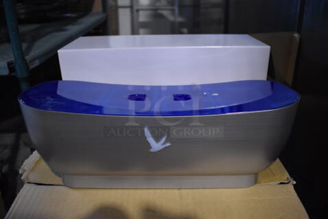 4 BRAND NEW IN BOX! Gray Goose Gray and Blue Poly Bar Topping Rail w/ Drop In Bins. 15x6.5x5.5. 4 Times Your Bid!