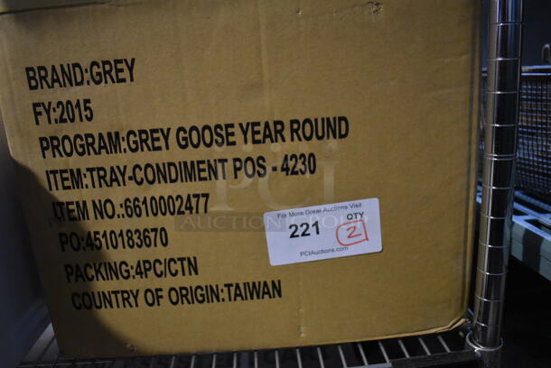 4 BRAND NEW IN BOX! Gray Goose Gray and Blue Poly Bar Topping Rail w/ Drop In Bins. 15x6.5x5.5. 4 Times Your Bid! - Image 4 of 4