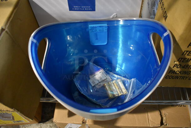 BRAND NEW IN BOX! Gray Goose Gray and Blue Poly Ice Bucket. 11x10x10 - Image 3 of 3