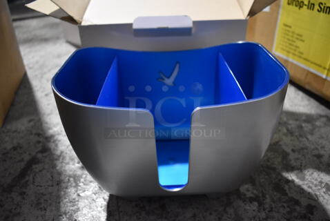 3 BRAND NEW IN BOX! Gray Goose Gray and Blue Poly Napkin Holder. 9x6x7. 3 Times Your Bid!