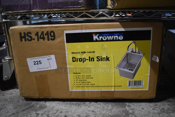 BRAND NEW IN BOX! Krowne HS-1419 Stainless Steel Commercial Single Bay Drop In Sink.  - Image 1 of 3