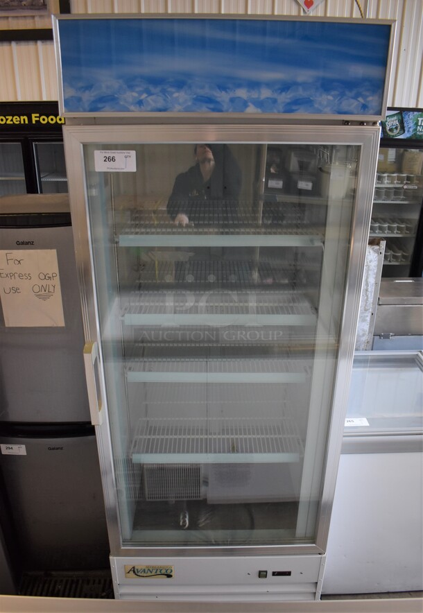 Avantco 178GDC24F Metal Commercial Single Door Reach In Freezer Merchandiser w/ Poly Coated Racks on Commercial Casters. 115 Volts, 1 Phase. 31x33x86. Tested and Working! - Image 1 of 5