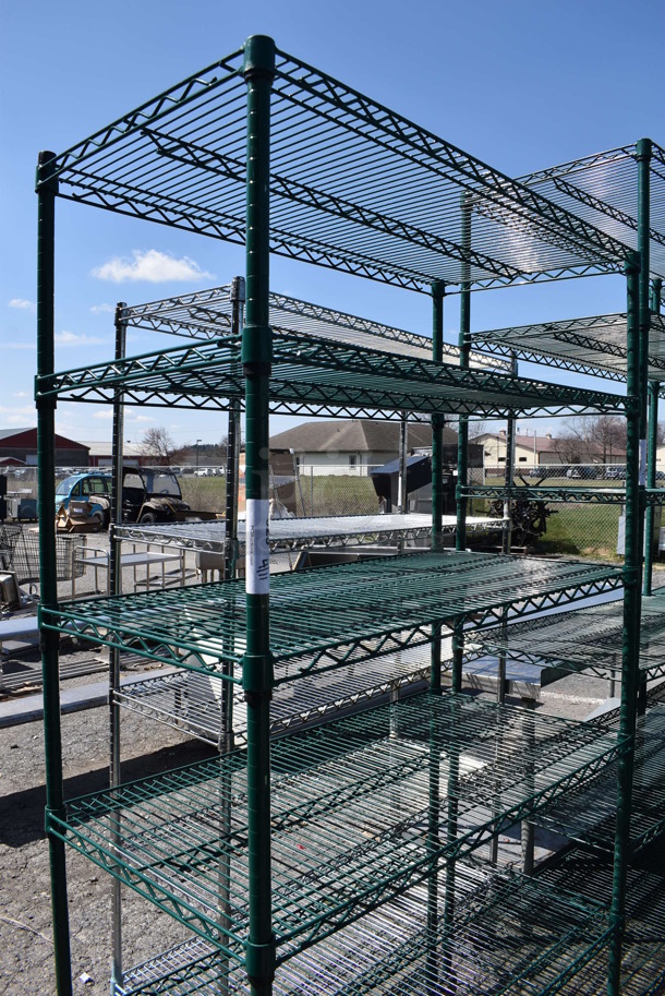 Green Finish 6 Tier Wire Shelving Unit on Commercial Casters. BUYER MUST DISMANTLE. PCI CANNOT DISMANTLE FOR SHIPPING. PLEASE CONSIDER FREIGHT CHARGES. 42x21x80 - Image 2 of 3