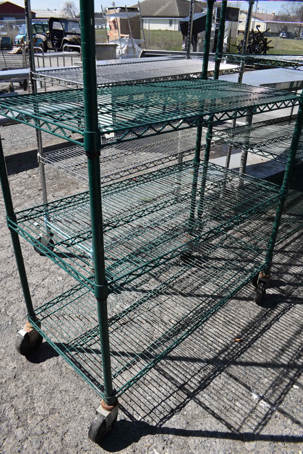 Green Finish 6 Tier Wire Shelving Unit on Commercial Casters. BUYER MUST DISMANTLE. PCI CANNOT DISMANTLE FOR SHIPPING. PLEASE CONSIDER FREIGHT CHARGES. 42x21x80 - Image 3 of 3
