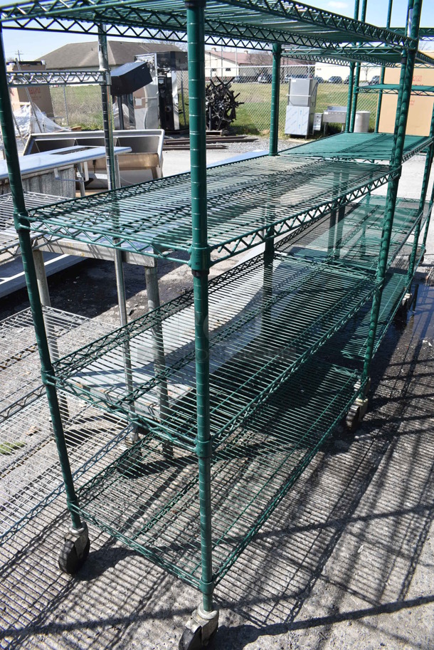 Green Finish 6 Tier Wire Shelving Unit on Commercial Casters. BUYER MUST DISMANTLE. PCI CANNOT DISMANTLE FOR SHIPPING. PLEASE CONSIDER FREIGHT CHARGES. 48x21x92 - Image 3 of 3