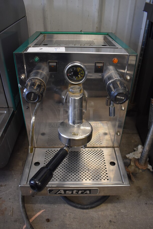 Astra Stainless Steel Commercial Countertop Single Group Espresso Machine w/ Portafilter and Steam Wand. 125 Volts, 1 Phase. 13.5x22x16 - Image 1 of 7