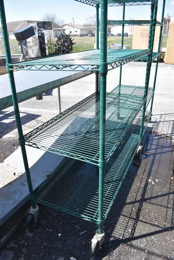 Green Finish 6 Tier Wire Shelving Unit on Commercial Casters. BUYER MUST DISMANTLE. PCI CANNOT DISMANTLE FOR SHIPPING. PLEASE CONSIDER FREIGHT CHARGES. 48x21x92 - Image 3 of 3