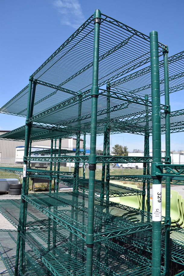 Green Finish 7 Tier Wire Shelving Unit on Commercial Casters. BUYER MUST DISMANTLE. PCI CANNOT DISMANTLE FOR SHIPPING. PLEASE CONSIDER FREIGHT CHARGES. 48x21x92 - Image 2 of 3